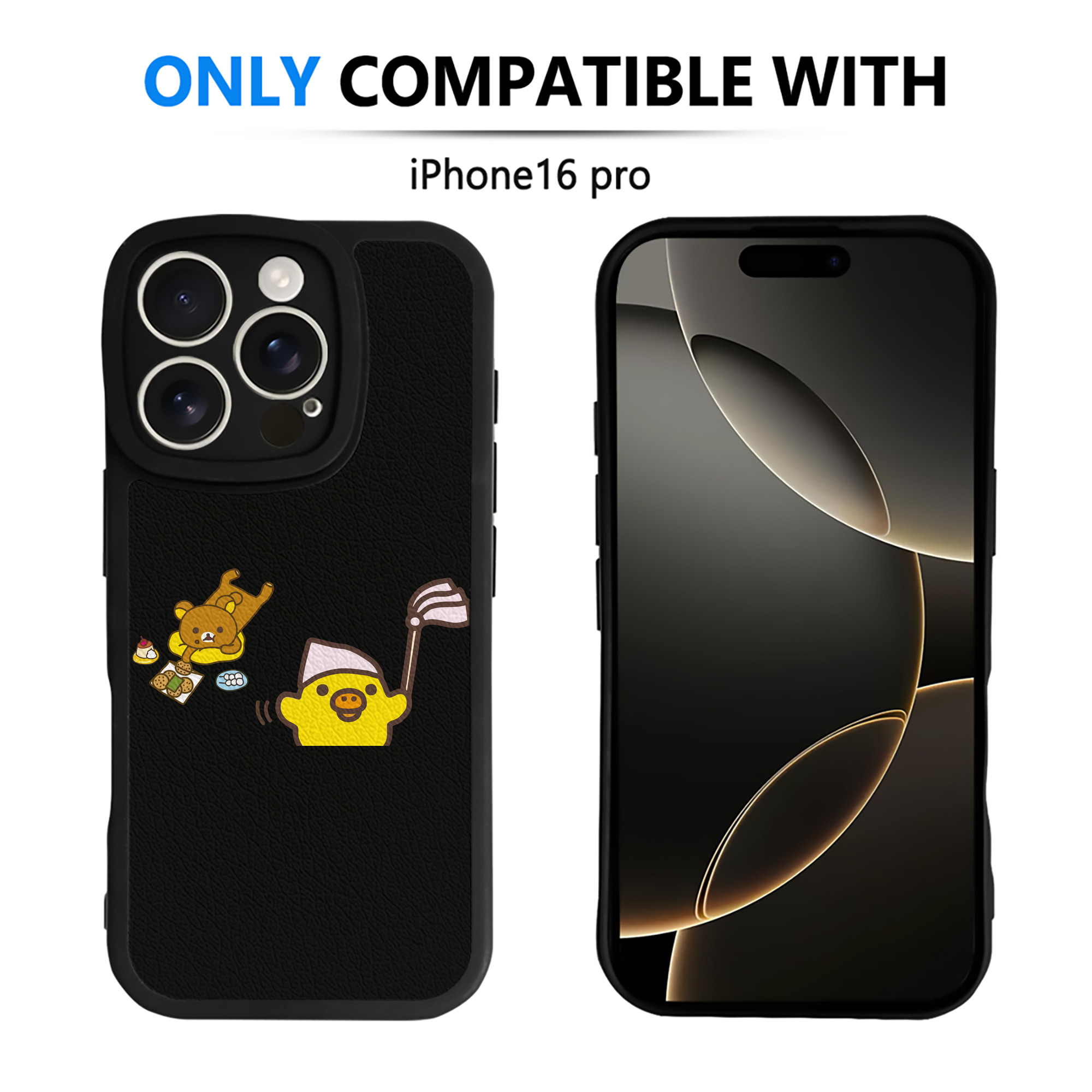 （画像用） リラックマ リラックマ キイロイトリ Rilakkuma Korilakkuma Kiiroitori 【iPhone 16シリーズ対応】シリコンスマホケース（レザー調） 材質：シリコン